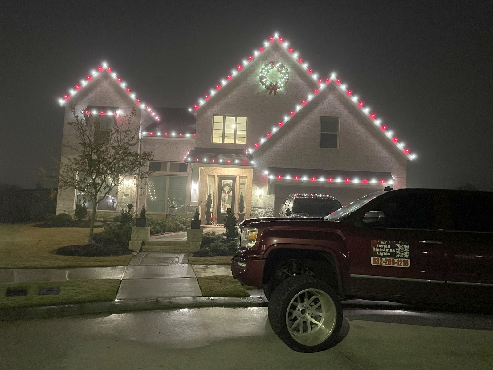Christmas light installation by Gilly's Lighting Services in Cypress